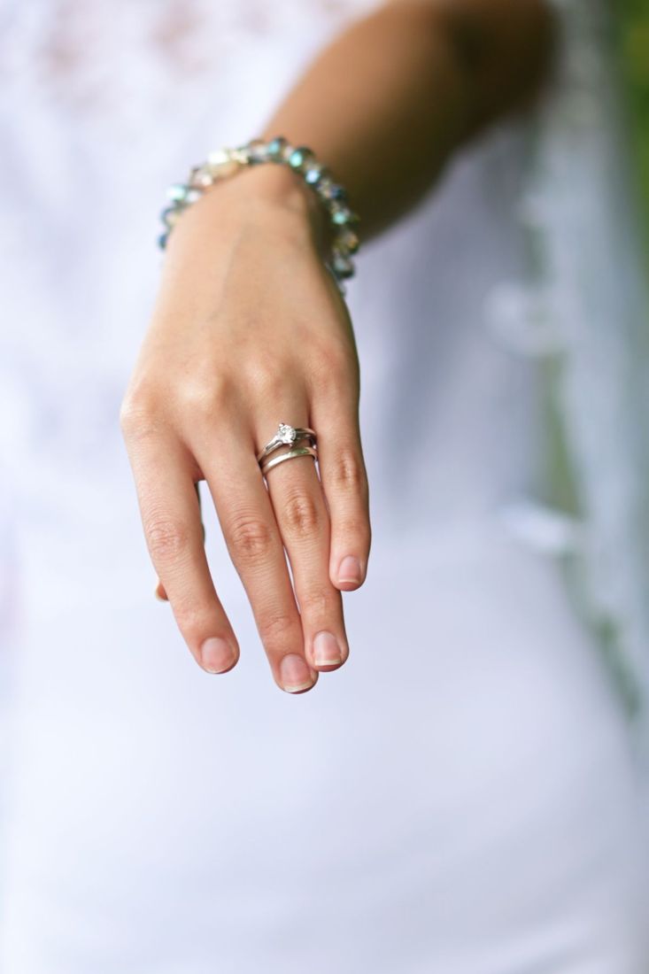 A slim ring worn on a hand